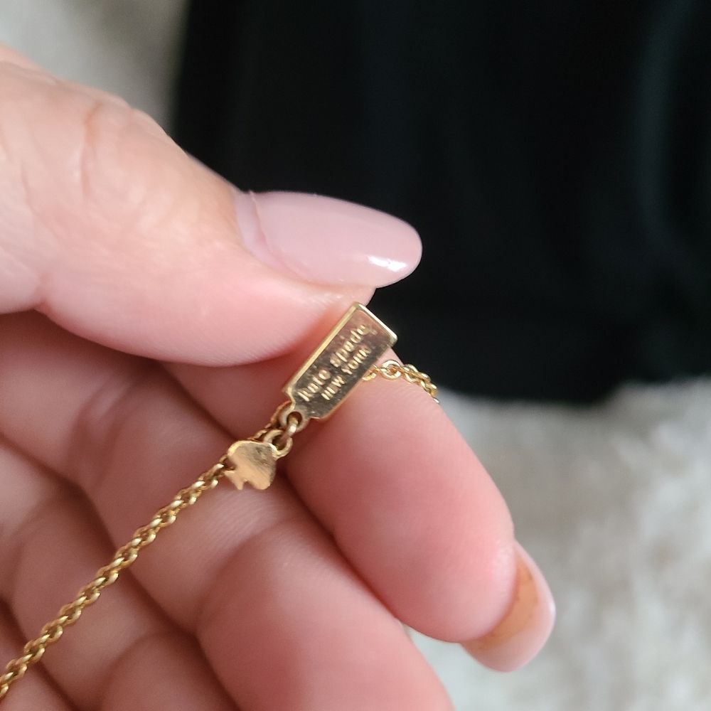 Kate Spade Gold Tone Long‎ Rhinestone Necklace - Picture 3 of 4